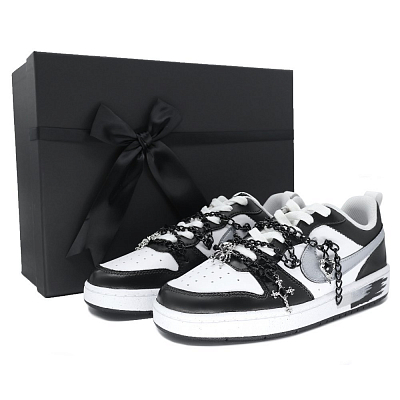 Nike Low-Top Skateboard Shoes GS Black Silver
