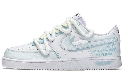 Nike Court Vision 1 Well Sky Blue Smoke Slip-Resistant Cushioning Low-Top Skateboard Shoes Men's Blue White