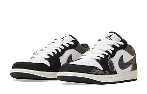 Jordan Air Jordan 1 Low-Top Vintage Basketball Shoes GS Brown Black 2 3095880
