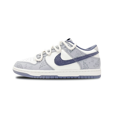 Nike Dunk Low Top Skateboard Shoes Men's White Gray