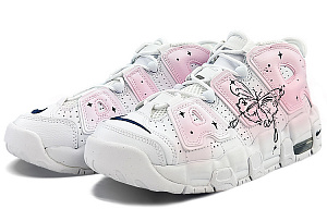 Nike Air More Uptempo Cushioning Anti-Slip And Wear-Resistant Mid-Top Vintage Basketball Shoes GS Pink White Black 2 3096033