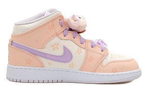 Jordan Air Jordan 1 Little Fox Belle Mid Top Vintage Basketball Shoes GS Pink Purple 1 3096598