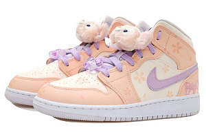 Jordan Air Jordan 1 Little Fox Belle Mid Top Vintage Basketball Shoes GS Pink Purple 2 3096599
