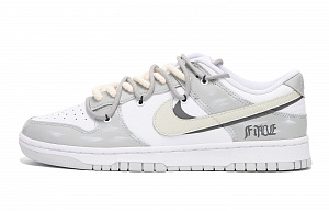 Nike Dunk Low Coverage Slip-Resistant Impact Resistance Wear-Resistant Low-Top Skateboard Shoes GS White Gray 1 3097253