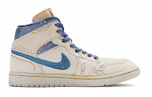 Jordan Air Jordan 1 Mid SE High Top Vintage Basketball Shoes Women's Blue White 1 3102467