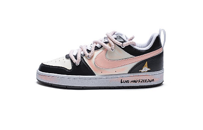 Nike Court Borough Low-Top Skateboard Shoes Women's Black Pink