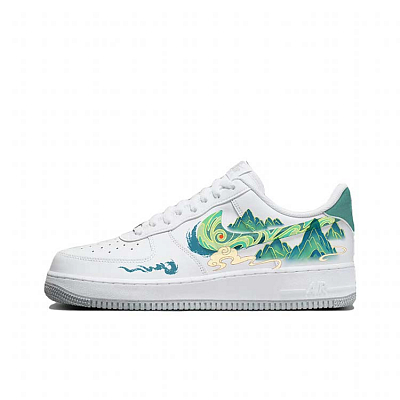 Nike Air Force 1 Slip-Resistant Low-Top Skateboard Shoes Men's White Green