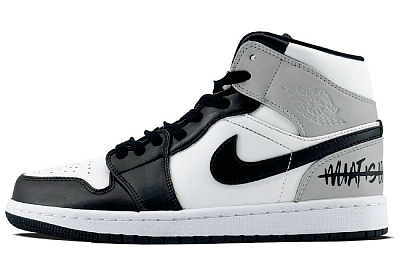 Jordan Air Jordan 1 Anti-Slip Wear-Resistant High-Top Vintage Basketball Shoes Men's Black White Gray