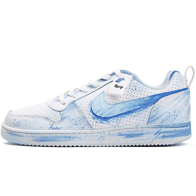 Nike Court Borough Slip-Resistant Cushioning Abrasion-Resistant Low-Top Skateboard Shoes Men's Blue White