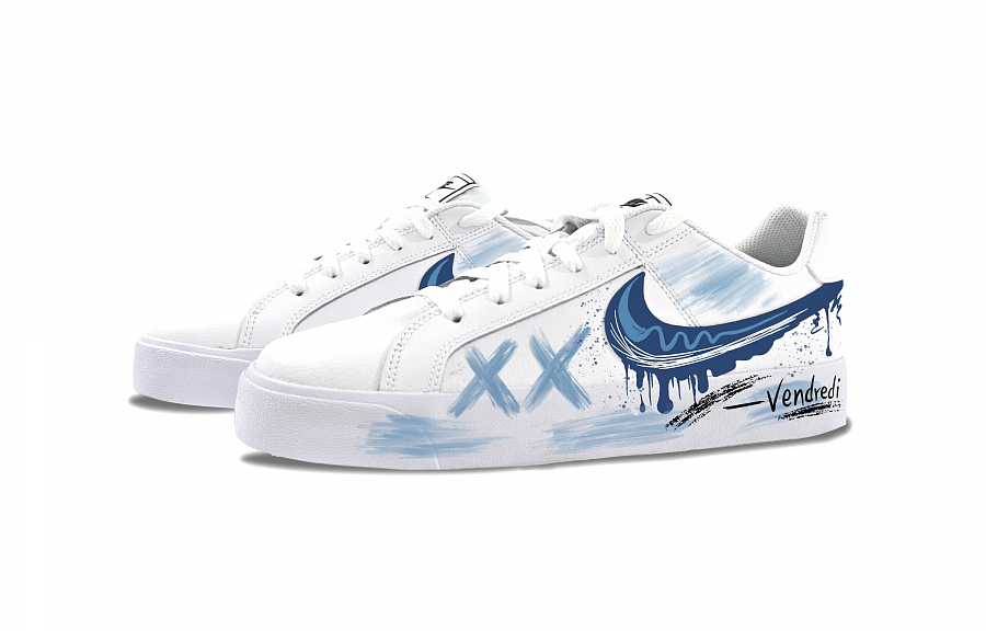 Nike Court Royale Anti-Slip Wear-Resistant Low-Top Skateboard Shoes Unisex Blue White