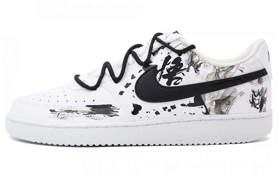 Nike Court Vision Low Anti-Slip Wear-Resistant Low-Top Skateboard Shoes Men's Black White