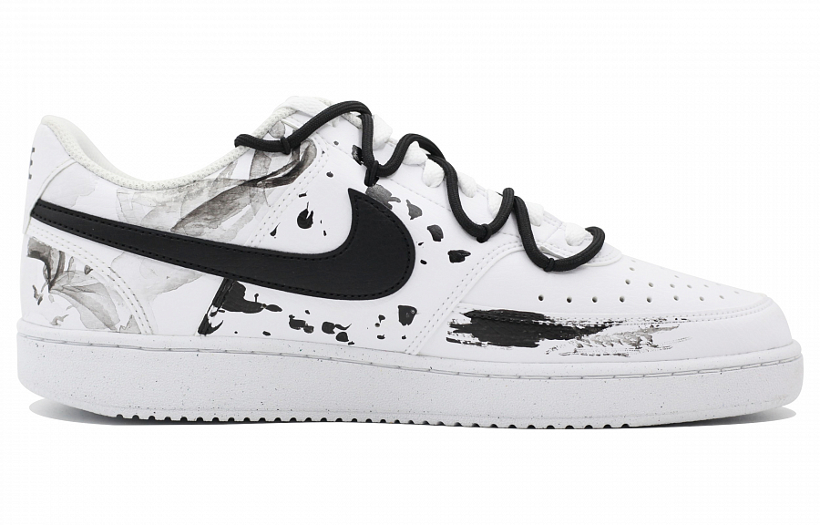 Nike Court Vision Low Anti-Slip Wear-Resistant Low-Top Skateboard Shoes Men's Black White