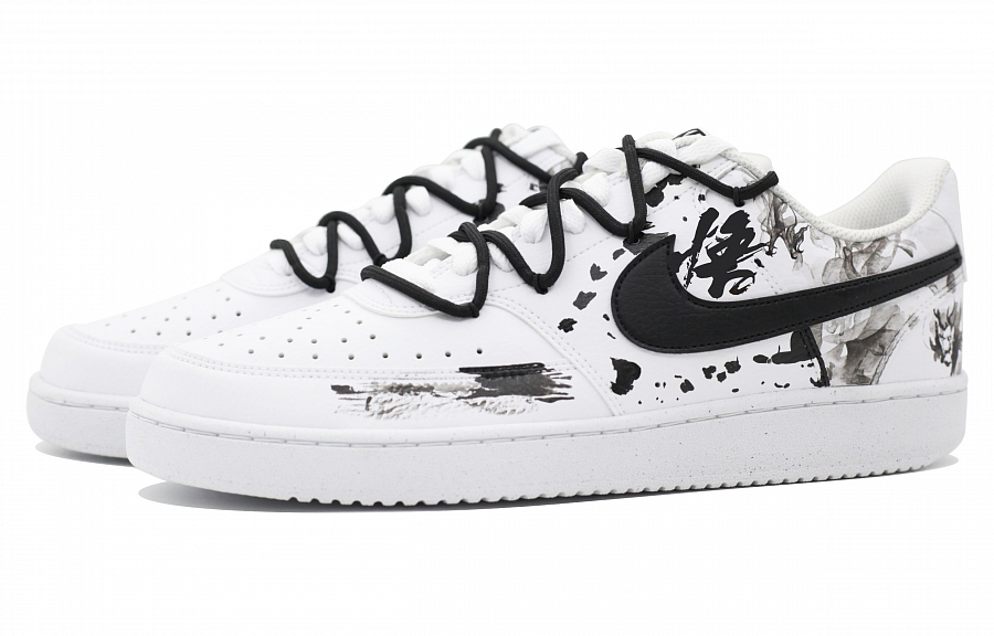 Nike Court Vision Low Anti-Slip Wear-Resistant Low-Top Skateboard Shoes Men's Black White