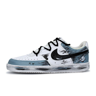 Nike Court Vision 1 Skateboard Shoes Men Low-Top Black/White/Cyan