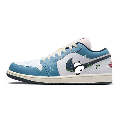 JORDAN Air JORDAN 1 Vintage Basketball Shoes Men Low-Top Blue White