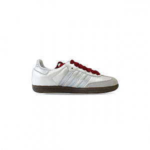 Adidas Originals SAMBA OG Anti-Slip Wear-Resistant Low-Top Skateboard Shoes Unisex Silver Red 1 3118335