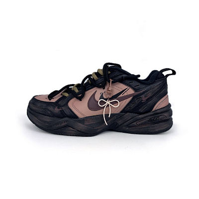 Nike Air Monarch 4 Anti-Slip And Wear-Resistant Lightweight Low-Top Chunky Sneakers Unisex Black Brown