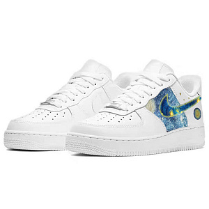 Nike Air Force 1 Slip-Resistant Cushioning Low-Top Skateboard Shoes Women's White Blue 2 3119099