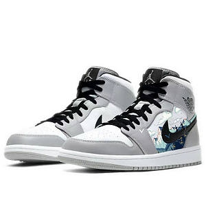 Jordan Air Jordan 1 Vintage Basketball Shoes Men's Mid top White/Gray 2 3119177