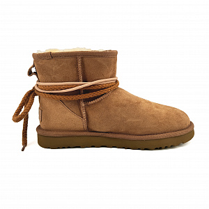UGG CLASSIC MINI Wao 'Lace Up Bear' Thermal Abrasion Resistant Short Snow Boots Women's Chestnut 1 3119203