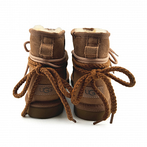UGG CLASSIC MINI Wao 'Lace Up Bear' Thermal Abrasion Resistant Short Snow Boots Women's Chestnut 3 3119205