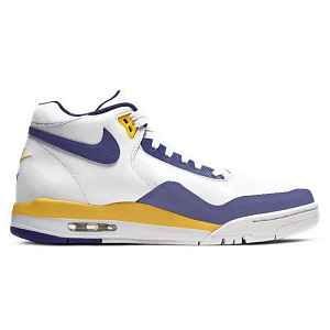 Nike Flight Legacy Cushioning Anti-Slip And Wear-Resistant Mid-Top Vintage Basketball Shoes Men's White Blue Yellow 1 3119219