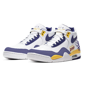 Nike Flight Legacy Cushioning Anti-Slip And Wear-Resistant Mid-Top Vintage Basketball Shoes Men's White Blue Yellow 2 3119220