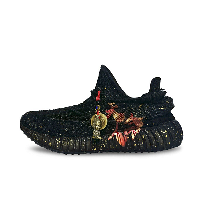 Adidas Originals Yeezy Boost 350 Low-Top Casual Shoes Unisex Black Gold