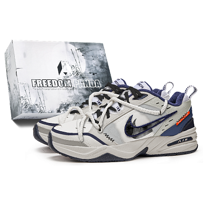 Nike Air Monarch 4 Free Panda Box Wear-Resistant Low-Top Chunky Sneakers Unisex Gray Blue
