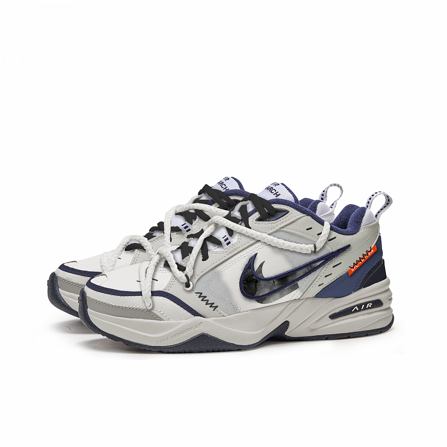 Nike Air Monarch 4 Free Panda Box Wear-Resistant Low-Top Chunky Sneakers Unisex Gray Blue