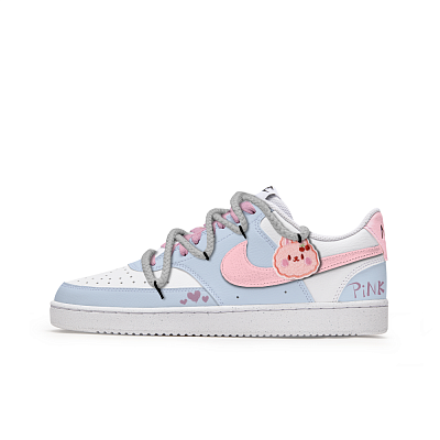 Nike Court Vision 1 Anti-Slip Wear-Resistant Low-Top Skateboard Shoes Men's Blue Pink