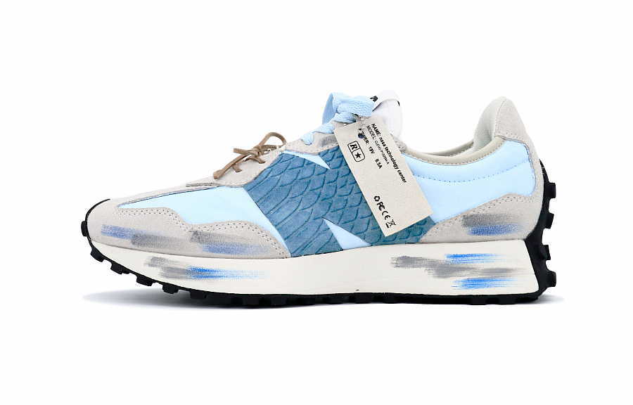 New Balance NB 327 Cushioned Anti-Slip And Wear-Resistant Lightweight Low-Top Running Shoes Unisex Light Gray Blue