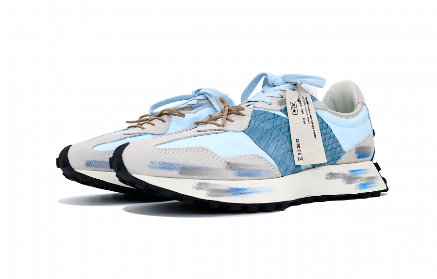 New Balance NB 327 Cushioned Anti-Slip And Wear-Resistant Lightweight Low-Top Running Shoes Unisex Light Gray Blue