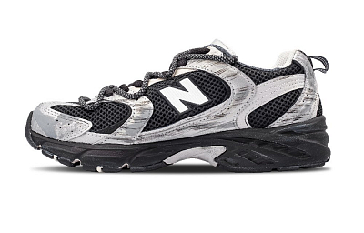 New Balance NB 530 Anti-Slip And Wear-Resistant Breathable Low-Top Running Shoes Unisex Silver Black
