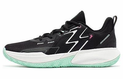 361° Big3 Team Cushioned Slip-Resistant Breathable Low-Top Basketball Shoes Men's Black White Cyan