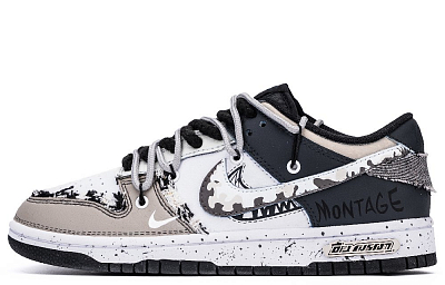 Nike Dunk Skateboard Shoes Women's Low-Top Black/Beige Brown