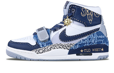 JORDAN Legacy 312 Vintage Basketball Shoes Men High Top White/Blue