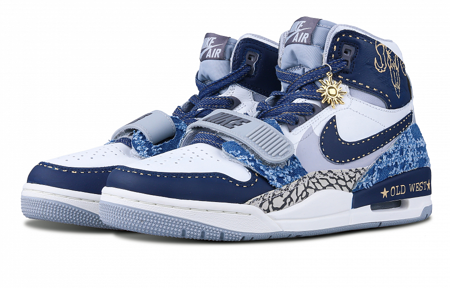 JORDAN Legacy 312 Vintage Basketball Shoes Men High Top White/Blue