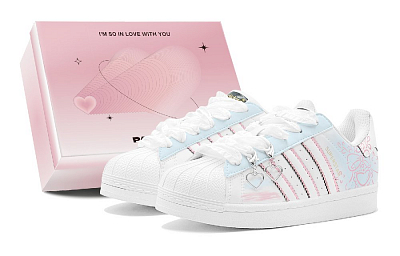 Adidas Originals SUPERSTAR Fall Refresh Anti-Slip Wear-Resistant Low-Top Skateboard Shoes Unisex Pink Blue