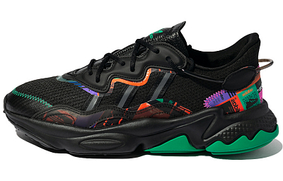 Adidas Originals Ozweego Casual Shoes 'Black Green Multi Color'