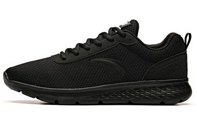 Anta Running Collection Cushioned Slip Resistant Breathable Lightweight Low Top Casual Running Shoes Men's Pure Black