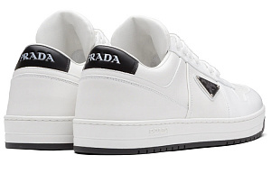 PRADA Downtown Low Top Sneakers Leather White White Black 3 3142797