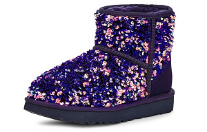 UGG CLASSIC MINI Warm Wear-Resistant Slip-Resistant Short Mid-Calf Snow Boots Women's Black Blue Purple 2 3143221