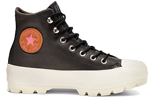 Converse Chuck Taylor All Star Lugged Waterproof Leather High Top Thick Sole Black White Women's 1 3144998