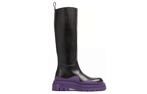 Bottega Veneta Tire BV Knee high Boots Women's Black Purple 1 3152319