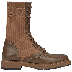 FENDI Women's FF Rockoko Biker Boot 'Brown' 1 3152354
