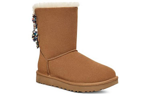 UGG Checkered Bow Snow Boots 'Brown' Women's 1 3154552