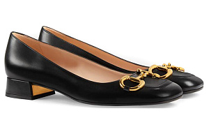 GUCCI Horsebit Ballet Flat Black Leather Women's 1 3154602