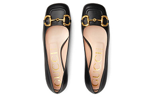 GUCCI Horsebit Ballet Flat Black Leather Women's 2 3154603