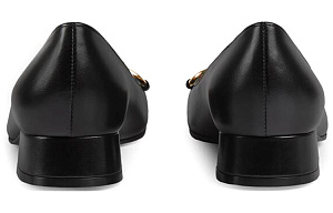 GUCCI Horsebit Ballet Flat Black Leather Women's 3 3154604